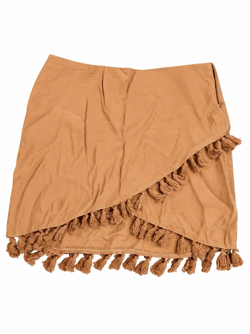 Fate Tassel Trim Mini Skirt in Camel